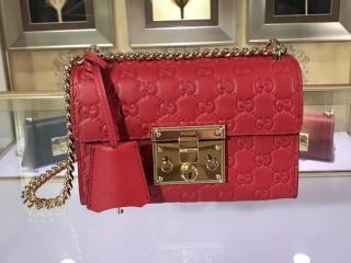 【409487 CWC1G 6433】 GUCCI Padlock グッチ パドロック バッグ コピー グッチ シグネチャー スモール レディース ショルダーバッグ 2色可選択 ハイビスカスレッド