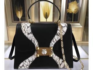【476435 DVUNX 8220】 GUCCI Snakeskin グッチ オジリデ バッグ スーパーコピー トップハンドルバッグ レディース ショルダーバッグ ブラック レザー＆スネークレザー