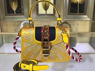 【‎470270 9AAQG 7289】 GUCCI Sylvie グッチ シルヴィ バッグ スーパーコピー 18クルーズ サテン ミニバッグ レディース ショルダーバッグ 3色可選択 ゴールド
