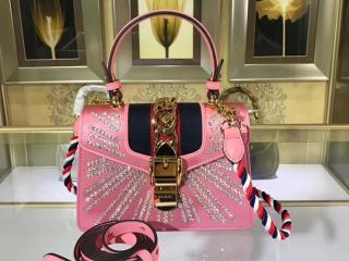 【470270 9AAQG 6666】 GUCCI Sylvie グッチ シルヴィ バッグ コピー 18クルーズ サテン ミニバッグ レディース ショルダーバッグ 3色可選択 ピンク