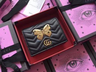 グッチ 二つ折り財布 コピー〔GUCCI GG Marmont〕GGマーモント インセクト スタッズ カードケース レディース 小銭入れ ブラック 【‎466492】