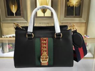 【460381 DSVKG 8638】 GUCCI Sylvie グッチ シルヴィ バッグ スーパーコピー トートバッグ レディース ショルダーバッグ 2色可選択 ブラック レザー