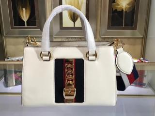 【460381 DSVKG 8605】 GUCCI Sylvie グッチ シルヴィ バッグ コピー トートバッグ レディース ショルダーバッグ 2色可選択 ホワイト レザー