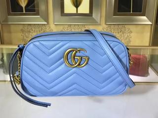 【447632 DRW1T 4338】 GUCCI グッチ GGマーモント バッグ スーパーコピー GG Marmont スモール レディース ショルダーバッグ 7色可選択 ライトブルー レザー