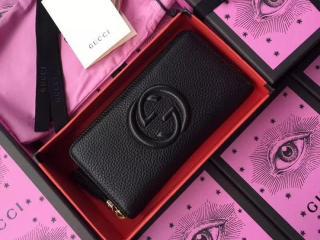 【308004 A7M0G 1000】 GUCCI Soho グッチ ソーホー 長財布 コピー ジップアラウンドウォレット ラウンドファスナー財布 ブラックレザー