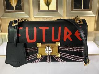 【477330 D8TDT 8961】 GUCCI グッチ バッグ スーパーコピー FUTURE LINE G 2WAY チェーン レディース ショルダーバッグ タイガー×クリスタル 2色可選択 ブラック レザー