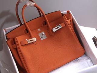 エルメスバーキン30 シルバー金具 レディース エルメスの大人気 ハンドバッグ 国産牛革（レイシ皮模様）と小牛革の裏