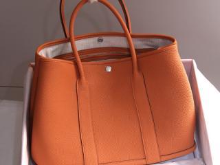 HERMES トートバッグ  Garden Party(ガーデンパーティー)  エルメスガーデンパーティーバッグ シルバー金具 オレンジ色