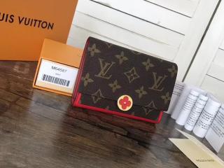 【M64587】 LOUIS VUITTON ルイヴィトン モノグラム 財布 スーパーコピー ポルトフォイユ・フロール コンパクト ヴィトン レディース 二つ折り財布 3色可選択 コクリコ