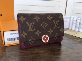 【M64588】 LOUIS VUITTON ルイヴィトン モノグラム 財布 コピー ポルトフォイユ・フロール コンパクト ヴィトン レディース 二つ折り財布 3色可選択 フューシャ