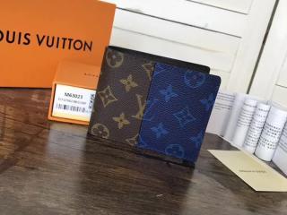 【M63023】 LOUIS VUITTON ルイヴィトン モノグラム 財布 コピー ポルトフォイユ・ミュルティプル ヴィトン メンズ 二つ折り財布 ブルー
