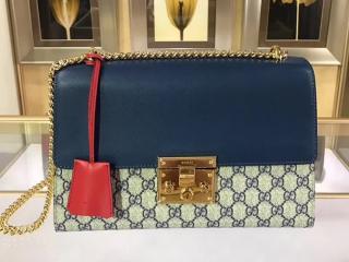 【409486 K055G 8422】 GUCCI グッチ パドロック バッグ スーパーコピー Padlock GG ミディアム レディース ショルダーバッグ 3色可選択 ブルー&ホワイト&レッド