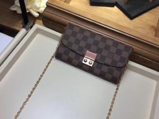 【N61273】 LOUIS VUITTON ルイヴィトン ダミエ・エベヌ 財布 スーパーコピー クロワゼット チェーンウォレット ヴィトン レディース 二つ折り長財布