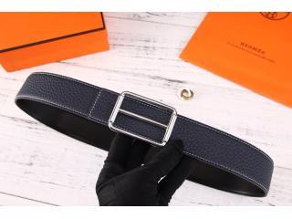 2018年の新品　日字ボタンシルバー金具　黒色 エルメスメンズのベルト　幅38ＭＭ