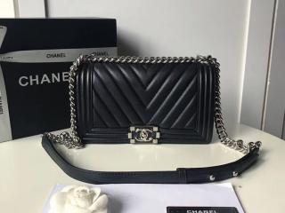 BOY CHANEL ボーイ シャネル バッグ コピー ハンドバッグ レディース ショルダーバッグ 2WAY シルバー金具 7色選択可 ブラック 【A67086 CH0680 25802】