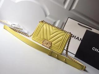 BOY CHANEL ボーイ シャネル バッグ スーパーコピー 2018年春夏 プレコレクション スモール ハンドバッグ レディース ショルダーバッグ 4色選択可 イエロー 【A67085 Y82266 4B492】