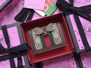 【476072 9I6QT 8745】 GUCCI グッチ 財布 スーパーコピー GGスプリーム クイーン カードホルダー レディース 二つ折り財布 2色選択可