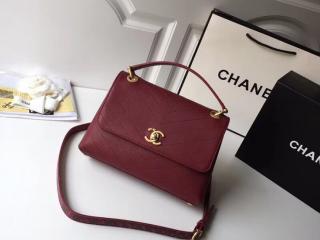 CHANEL シャネル バッグ コピー 2018年春夏 プレコレクション トップハンドル フラップ ハンドバッグ グレインド カーフスキン & エラフェ レディース ショルダーバッグ 4色選択可 レッド 【A57147 Y83380 4B5