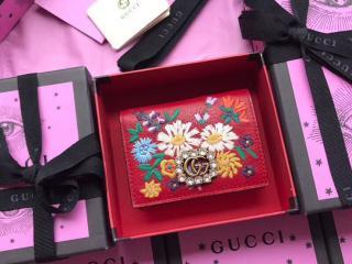 GUCCI グッチ 財布 スーパーコピー 18新作 コイン＆紙幣入れ付き レディース 二つ折り財布 3色選択可 レッド レザー 【499311 CWGBT 8298】