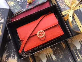 【510314】 GUCCI グッチ バッグ スーパーコピー チェーンウォレット レディース ショルダーバッグ 4色選択可 オレンジ レザー