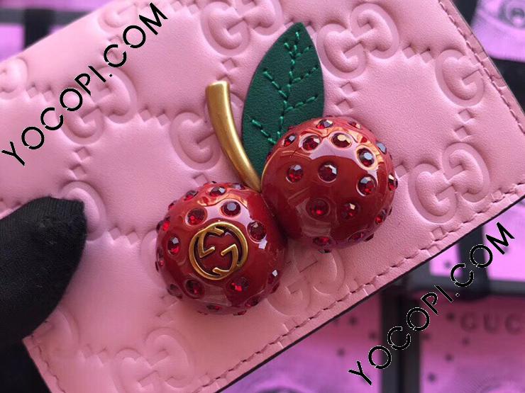 GUCCI グッチ キーリン付き コインケース GG ピンク シマ キーホルダー 476050 0G6EZ 5878】 GUCCI グッチ 財布 コピー チェリー グッチ