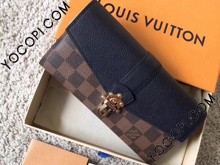 N64449】 LOUIS VUITTON ルイヴィトン ダミエ・エベヌ 長財布 コピー