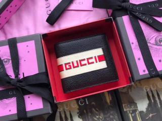 【408827 CWGRN 1094】 GUCCI グッチ 財布 スーパーコピー ストライプレザー ウォレット メンズ 二つ折り財布 2色選択可 ブラック