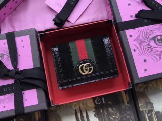 【523155 0KCDG 1060】 GUCCI グッチ オフィディア 財布 スーパーコピー レディース 二つ折り財布 カードケース（コインケース＆紙幣入れ付き） ブラック スエード