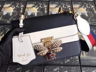 【476542 DVUTT 8055】 GUCCI グッチ  クイーン マーガレット バッグ スーパーコピー Queen Margaret ミニバッグ レディース ショルダーバッグ・ポシェット 2色選択可 ブラック&ホワイト レザー