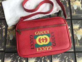 【523589 0QSAT 6461】 GUCCI グッチ プリント バッグ スーパーコピー ショルダーバッグ メンズ メッセンジャーバッグ 3色可選択 レッド レザー