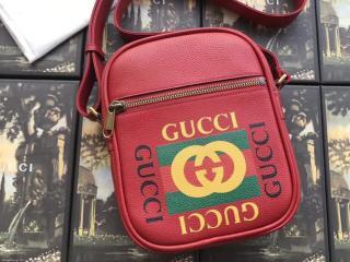 【523591 0QSAT 6461】 GUCCI グッチ プリント バッグ コピー メッセンジャーバッグ メンズ ショルダーバッグ 3色可選択 レッド レザー