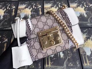 【432182 0K7IG 8459】 GUCCI グッチ パドロック バッグ スーパーコピー スネークスキン スモール レディース ショルダーバッグ ホワイトレザー