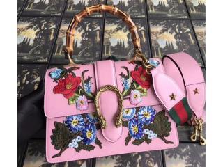 【448075 DYWTT 8303】 GUCCI グッチ ディオニュソス バッグ コピー Dionysus ミディアム レディース トップハンドルバッグ エレガントなフラワー刺繍 キュートなベビーピンクレザー