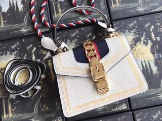 【470270 0KLKG 9164】 GUCCI グッチ シルヴィ バッグ スーパーコピー Sylvie トップハンドルミニバッグ レディース ショルダーバッグ 2色可選択 ホワイト レザー