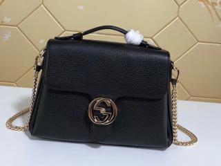【510302 CAO0G 1000】 GUCCI グッチ バッグ コピー インターロッキング GGアイコン ハンドバッグ レディース ショルダーバッグ 6色可選択 ブラック