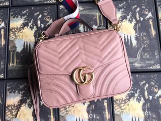【498100 DTDPT 5909】 GUCCI グッチ GGマーモント バッグ スーパーコピー  GGマーモント マトラッセ ハンドバッグ グッチ レディース ショルダーバッグ 4色可選択 ライトピンク