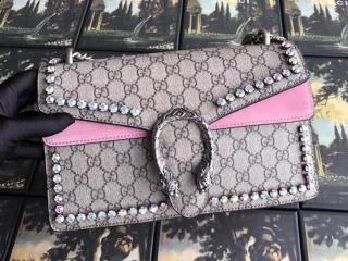 【400249 9F2FN 8357】 GUCCI グッチ ディオニュソス バッグ スーパーコピー Dionysus GGクリスタル スモール レディース チェーンショルダーバッグ 4色可選択 ピンク