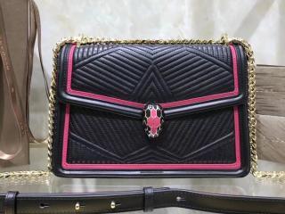 【286626】 BVLGARI ブルガリ バッグ コピー Serpenti Forever フレームド キルティング トップハンドル レディース ショルダーバッグ 6色可選択 ブラックナッパとヘザーアメジスト