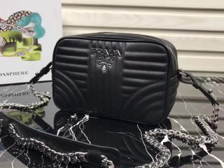 【1BH083_2D91_F0002_V_COI】 PRADA プラダ ダイアグラム バッグ スーパーコピー Diagramme クロスボディーバッグ レディース チェーンショルダーバッグ 4色選択可 ブラック