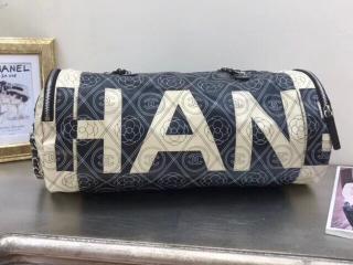【A57428 Y83565 C2417】 CHANEL シャネル  バッグ コピー 2018年春夏 ボーリング バッグ レディース ショルダーバッグ プリント キャンバス & カーフスキン ブラック & ベージュ