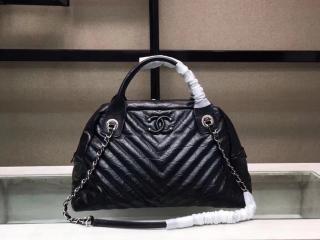 【A57837 Y83587 94305】 CHANEL シャネル バッグ コピー ボーリング バッグ レディース ショルダーバッグ エイジド カーフスキン ブラック