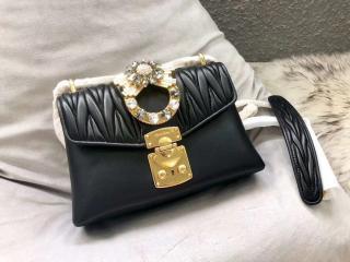 【5BD103_2B4U_F0002_V_OJO】 MIUMIU ミュウミュウ バッグ コピー マテラッセ レザー レディース  ショルダーバッグ 4色選択可 ブラック