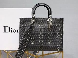 【M0584VLAD_M900】 DIOR ディオール バッグ コピー スタッズカーフレザー LADY DIOR ラージバッグ ハンドバッグ レディース ショルダーバッグ 2色選択可 ブラック