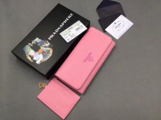 【1MH132_2EBW_F0638】 PRADA プラダ 財布 スーパーコピー 「サフィアーノ」レザー レディース 二つ折り長財布 5色選択可 ピンク
