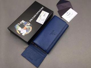 【1MH132_2EBW_F0016】 PRADA プラダ 財布 コピー 「サフィアーノ」レザー レディース 二つ折り長財布 5色選択可 ブルーエット