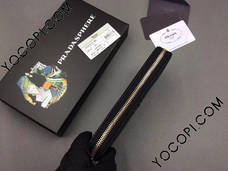すぐ届く！PRADA プリントサフィアーノレザー 長財布 プラダ 長財布 財布 レディース サフィアーノ メタル ブラック