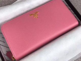 【1ML506_QWA_F0505】 PRADA プラダ 長財布 スーパーコピー 「サフィアーノ」レザー レディース ラウンドファスナー財布 4色選択可 ピンク