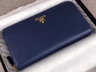 【1ML506_QWA_F0216】 PRADA プラダ 長財布 スーパーコピー 「サフィアーノ」レザー レディース ラウンドファスナー財布 4色選択可 ネイビー