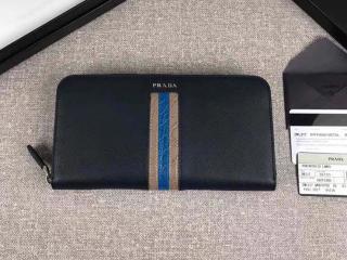 【2ML317_2EB3_F0216】 PRADA プラダ 長財布 スーパーコピー 「サフィアーノ」 レザー ドキュメントホルダー メンズ ラウンドファスナー財布 5色選択可 ネイビー