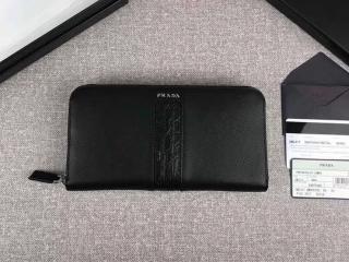 【2ML317_2EB3_F0002】 PRADA プラダ 長財布 スーパーコピー 「サフィアーノ」 レザー ドキュメントホルダー メンズ ラウンドファスナー財布 5色選択可 ブラック